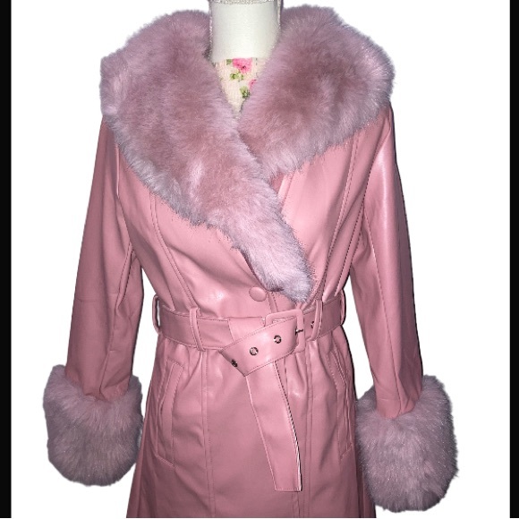 Barbie Pink Faux Fur Trench Coat -LAST ONE - Picture 5 of 12